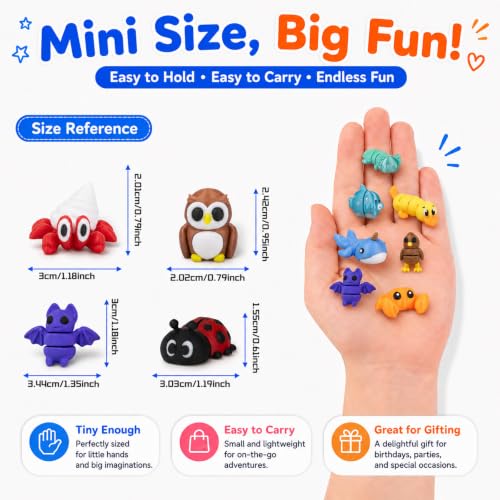 150 PCS 3D Printed Animals, Mini Animal Figurines Bulk, Articulated Flexible Fidget Toys, Cute Desk Pets for Kids, Party Favors, Classroom Rewards, Goodie Bags, Birthday Gifts - color: Blue