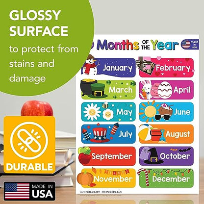 FoldCard Months of the Year Chart Educational Poster 8.5x11 5pk - color: 12 Months of the Year