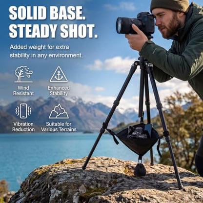 Woanger 2 Pcs Tripod Weights Stone Bag, Heavy Duty Weighted Sand Bags for Tripod Easel Light Stand Photography Astrophotography Paintings, Tripods Rock Bag with Adjustable Buckles 9 Extra Pockets