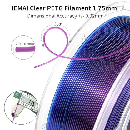 IEMAI PETG Filament 1.75mm, Transparent Blue-to-Purple Gradient 1kg - color: Transparent Blue-to-purple