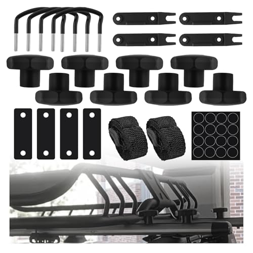 4PCS Car U-Bolt Roof Rack Mounting Brackets Kit,Sturdy Car Roof Rack Clamps Set for Securely Fastening Roofs Boxes Include Nuts/Straps/Gaskets,Practical Cars Roofs Racks Brackets Kit