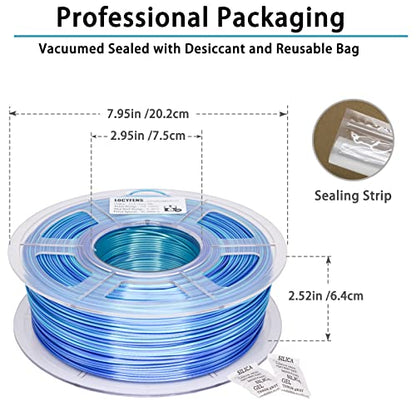PLA 3D Printer Filament, PLA Filament Silk Green Shiny Blue PLA Filament 1.75mm +/- 0.02mm, 3D Printing Filament 1kg/2.2lbs - color: Silk Shiny Blue Green