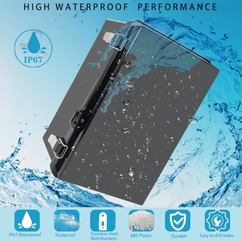 Outdoor Waterproof Electrical Box Junction Box Weatherproof IP67 ABS Plastic Enclosure Switch Router Project Box Electronics Enclosure with Mounting Plate Wall Bracket Black 14.6"x10.6"x5.9" - color: Black, size: 14.6" x 10.6" x 5.9"