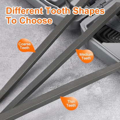 HARFINGTON 12" Square Bastard Cut File Double Cut Teeth Bastard Metal File High Carbon Steel T12 with Wood Handle for Metal Wood Finishing Roughing Shaping, Grey/Yellow