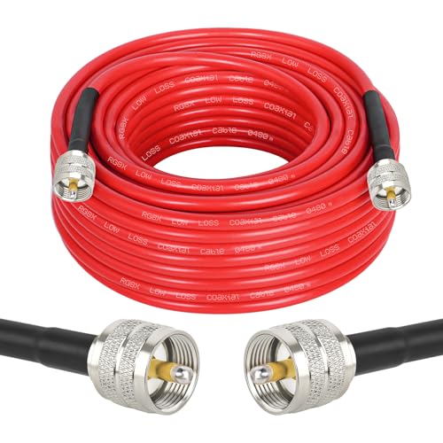 MOOKEERF RG8X Coaxial Cable 50ft,CB Coax Cable,UHF PL259 Male to Male Low Loss CB Antenna Cable 50 Ohm for HAM Radio,Antenna Analyzer,Dummy Load,SWR Meter - size: 50FT