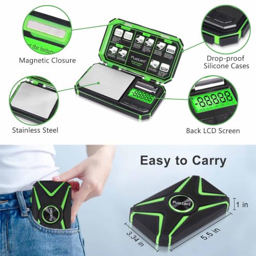 Fuzion Digital Pocket Gram Scale 200g x 0.01g with 50g Calibration Weight - color: Green