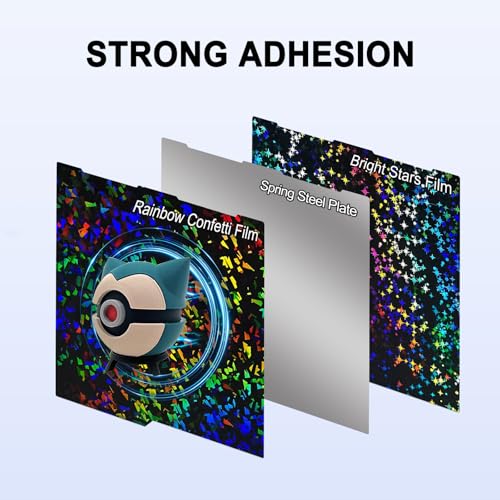 256x268mm PEF+PEY Holographic Build Plate for Anycubic Kobra 3 V2/Kobra 3/Combo/ACE Pro, Rainbow Confetti PEF+Galaxy PEY Spring Steel Plate Print Bed for Anycubic Kobra 3 3D Printer - size: 256x268mm