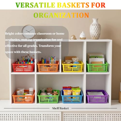 6 Pack Plastic Turn in Paper Trays for Classroom, Storage Bin Baskets - color: Rainbow