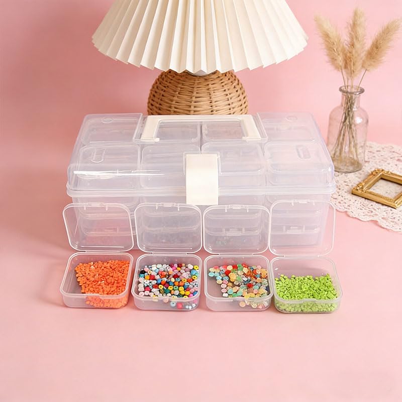32 PCS Clear Plastic Organizer Box, Small Bead Organizers and Storage Containers with Hinged Lid for DIY Jewelry Making, Bead, Nail, Jewelry, Art, DIY Crafts, Fishing Tackle, Small Items