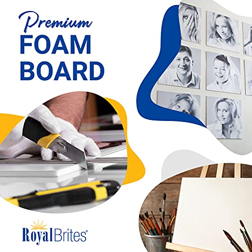 Royal Brites White Foam Board Sturdy, Lightweight, 3/16 in Thick - color: White, size: 20” x 30”, 20 Sheets