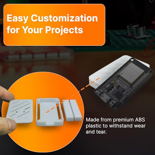 SplashNColor Electrical Enclosure Box for ESP32 Devkit V1 - Protective Case with Snap-On Lid - Durable Enclosure with USB LED Cutout and Pin Access for Microcontroller Board - Electrical Enclosure Box