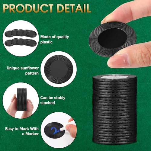 Leitee 1000 Pcs Plastic Poker Chips, 38 mm Interlocking Game Tokens, Black - color: Black