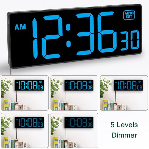 Soobest LED Wall Clock Digital Clock with Seconds - color: 10.2" Blue