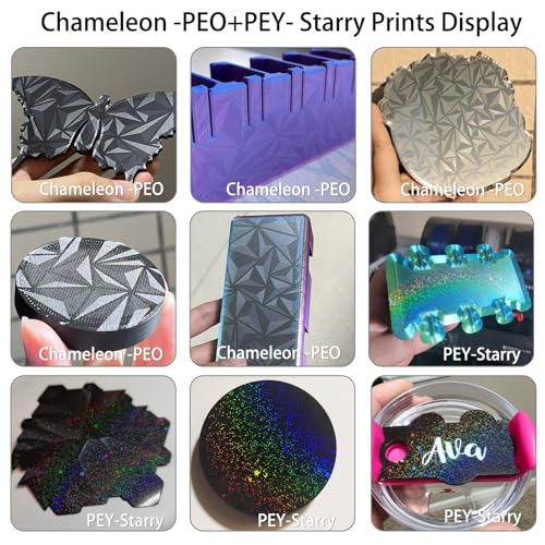 Kobra S1/Kobra 4/ Kobra X Build Plate 264x276mm Double Sided Chameleon PEO+Starry PEY Build Plate Flexible Spring Steel Heated Printing Bed Platform for Anycubic Kobra S1/Kobra X/4 3D Printer - style: PEY Plate