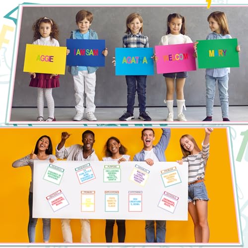PerKoop 36 Sheets Science Fair Board Poster Boards Supplies 24 Self Adhesive Presentation Subtitles 4 Science Fair Project Titles 8 Personalized Letter Sticker for Classroom(Fresh Color) - color: Fresh Color