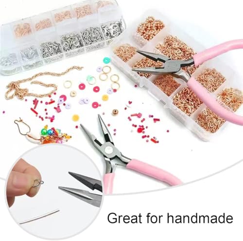 Needle Nose Pliers 4.5 Inch for Jewelry Making, Small Needlenose Mini Comfort Grip Handle Craft Pliers (Pink) - color: Pink