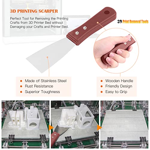 34 Piece 3D Printer Accessories Tool Kit Cleaning Needles, Tweezers, Pliers, Scarper, Clean up Knives, Carving Knife Come with Storage Case for Printing Removing, Cleaning, Finishing