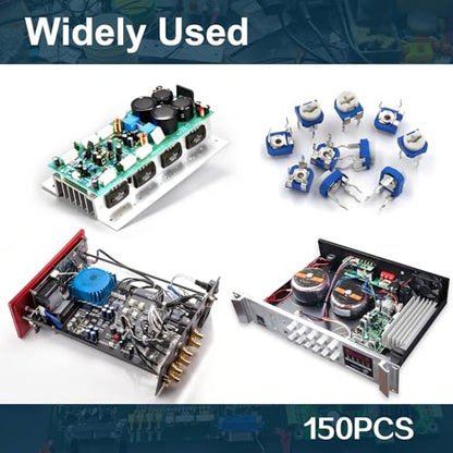 150PCS Potentiometer Assortment Kit, 15 Values 100Ω-2MΩ, 6mm Shaft