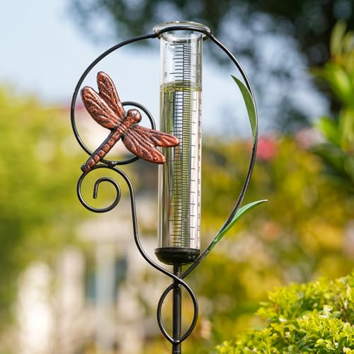 Dragonfly Rain Gauge Outdoor,Metal Rain Gauges Outdoors Best Rated - color: Metal Dragonfly