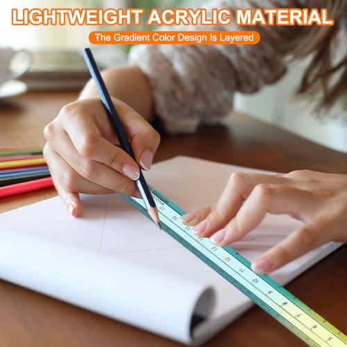 HARFINGTON Acrylic Clear Straight Rulers 20cm Metric,Blue Yellow - color: Blue Yellow, size: 20cm
