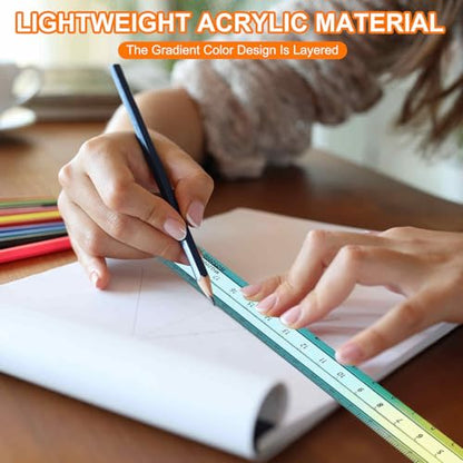 HARFINGTON Acrylic Clear Straight Rulers 20cm Metric,Blue Yellow - color: Blue Yellow, size: 20cm