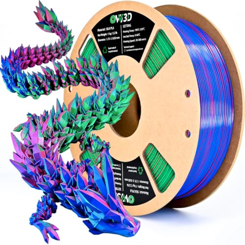 OVV3D 3D Printer Filament, Tricolor PLA Filament 1.75mm Silk Rainbow Filament Blue Red Green, 3D Printing Accessories PLA Filament Multicolorfor Most FDM 3D Printers, 2.2lbs - color: Tri-color Red Blue Green