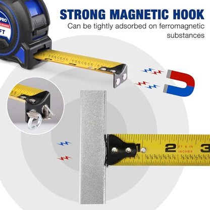 WORKPRO Heavy Duty Tape Measure, 2 Pcs 25FT Retractable Tape Measurement - color: Blue, size: 25FT