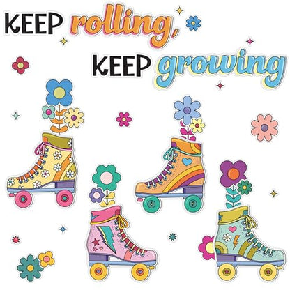 Happily Ever Elementary Retro Remix 103pc Motivational Bulletin Board Set - color: Roller Skates