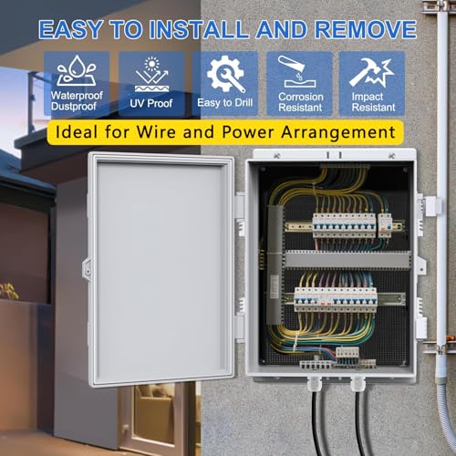 Electrical Box Plastic, Outdoor Electrical Junction Box IP65 Waterproof ABS Enclosure Project Box with Internal Mounting Panel Hinged Lid - size: 15.7"x11"x4.1"