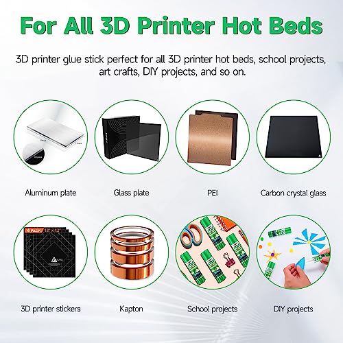 3D Printer Glue Sticks, 36 Grams Each PVP Solid Glue Sticks for Hot Bed Plate, Washable, Non-Toxic, Reduce Warping for PLA, ABS, PETG, Hips, TPU Filament on PEI, Glass, Aluminum, Buildtak Board, 3Pcs - size: 3 PCS