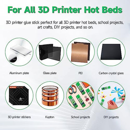 3D Printer Glue Sticks, 36 Grams Each PVP Solid Glue Sticks for Hot Bed Plate, Washable, Non-Toxic, Reduce Warping for PLA, ABS, PETG, Hips, TPU Filament on PEI, Glass, Aluminum, Buildtak Board, 3Pcs - size: 3 PCS
