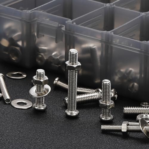 351Pcs Machine Screws Assortment Kit,#6-32#8-32#10-24 Stainless Steel Screws Set with Nuts Bolts and Flat Washers, for Electronics Furniture Automotive Repair & DIY Projects
