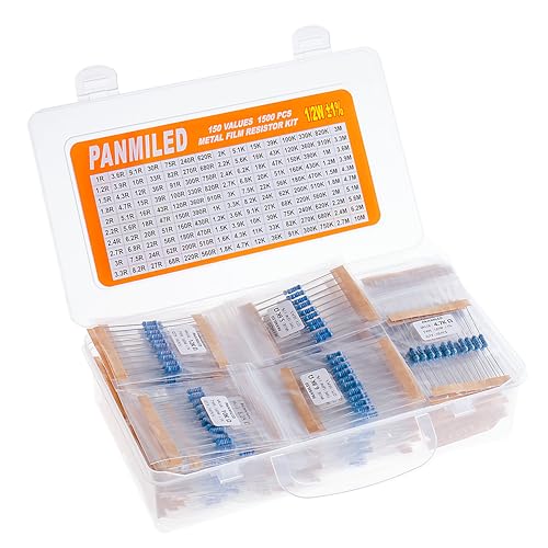150 Values 1500 Pieces Metal Film Resistor Kit 1 ohm-10M ohm 1/2W 1% - style: 1/2W 1% 1500PCS