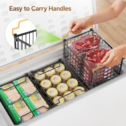 Freezer Organizer Bins, 6 Pack Enlarged Baskets for 5-9 Cu.FT Deep Freezer - color: black 6 pack