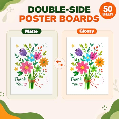 50 Pack Poster Board 11" x 14", Dual-Sided White Poster Boards Bulk, 230GSM - size: 85lb-50Sheets