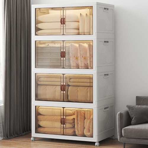 UAMFURI Stackable Storage Bins with Lids, 720QT Lockable Storage Cabinet - color: White, size: Extra Large