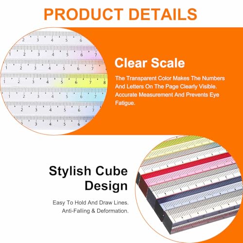 HARFINGTON Acrylic Clear Straight Rulers 20cm Metric,Blue-Pink - color: Blue-Pink, size: 20cm