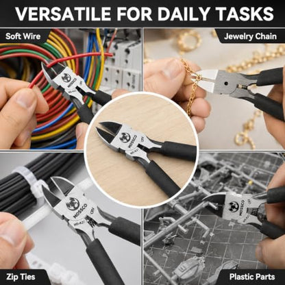 5-Inch Precision Flush Cutter, Ultra-Sharp CR-V Steel Sprue Cutter with Spring-Loaded Handles, Side Cutting Pliers for Model Kits, Electronics, Jewelry Making & 3D Printing