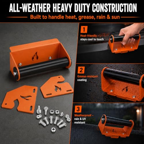 Handle & Hinge Kit for Blackstone Griddle 28" 36" 44" Lid Hinges and Handle - color: Orange
