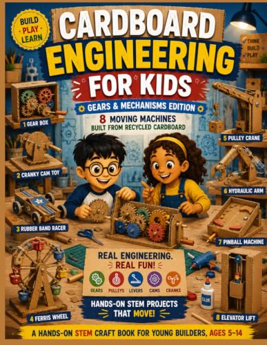 Cardboard Engineering for Kids: Gears & Mechanisms Edition — 8 Moving Machines Built from Recycled Cardboard