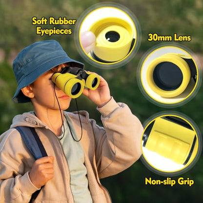 Binoculars for Kids, Kids Binoculars for 3-12 Boys Girls, Outdoor Toys - color: Yellow