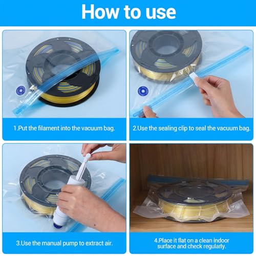 20PCS Filament Storage Bags, 37 x 32CM 3D Printer Vacuum Storage Bag with Hand Pump, 3D Filament Storage Vacuum Sealed Bags for Keeping Dry