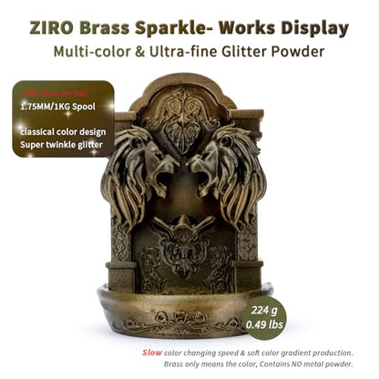 ZIRO Slow Color Gradient 1.75mm PLA, Fit Most 3D Printer, Brass Sparkle - color: Brass Sparkle