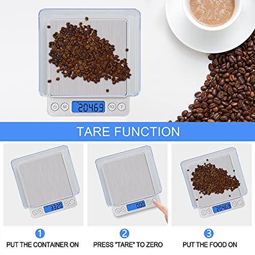 UNIWEIGH Digital Kitchen Scale, 500g/0.01g Gram Scale,Cooking Food Scale