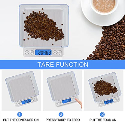 UNIWEIGH Digital Kitchen Scale, 500g/0.01g Gram Scale,Cooking Food Scale