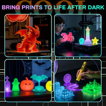 PLA+ 3D Printer Filament, Glow in The Dark Filament 1.75mm, Long-Lasting Glow & High-Brightness, Luminous Green Bright 3D Printing Filament for Most 3D Printer - 1kg Spool(Glow Green) - color: Green
