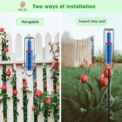 FINEST+ Upgraded Rain Gauge, 7" Freeze Proof Rain Gauge Outdoor Best Rated, Large Clear Numbers and Adjustable Height Rain Measuring Tool for Garden, Lawn and Farm