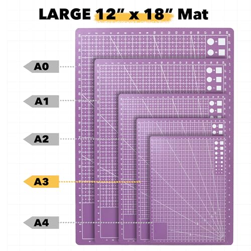 Mandala Crafts Self-Healing Purple Pink 12" x 18" A3 Cutting Mat for Sewing - color: Purple, size: 12 x 18 Inches Mat