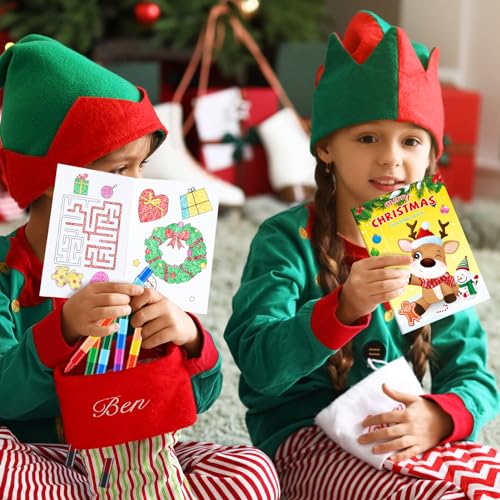 BenLouis 24 Christmas Mini Coloring Books with 24 Crayons for Kids Bulk - style: Christmas
