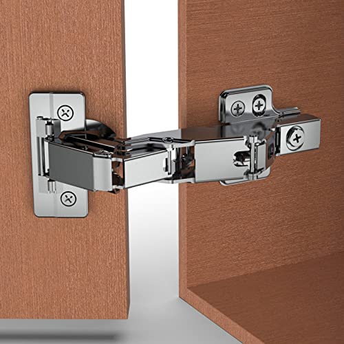 Chibery 2 Pack 165 Degree Frameless Lazy Susan Hinge, Clip ON Plate for Easy Installation, Soft Close Multi-Pivot Concealed Hardware for Corner Kitchen Cabinet, Cupboard Folded, Folden Door, Closets - color: 165° Frameless